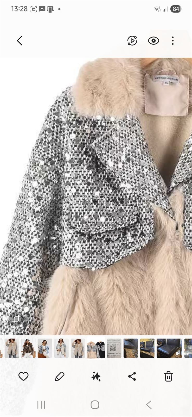 Abrigo Chaqueta de pelo largo y lentejuela. - Imagen 2