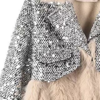 Abrigo Chaqueta de pelo largo y lentejuela. - Imagen 2