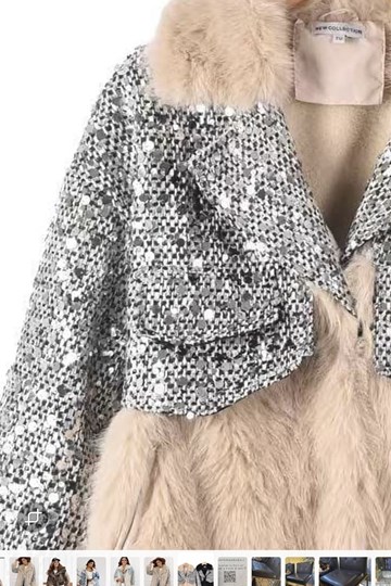 Abrigo Chaqueta de pelo largo y lentejuela. - Imagen 2