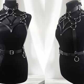 Arnés Negro de Pecho y Cintura con Collar. - Imagen 1