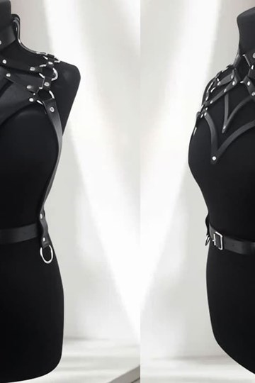 Arnés Negro de Pecho y Cintura con Collar. - Imagen 1