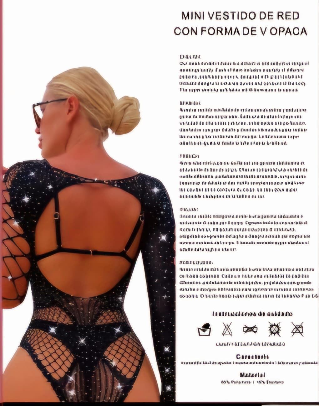 Body negro de malla con pedreria. - Imagen 2