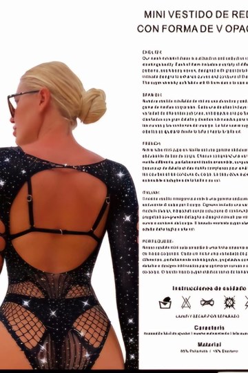 Body negro de malla con pedreria. - Imagen 2