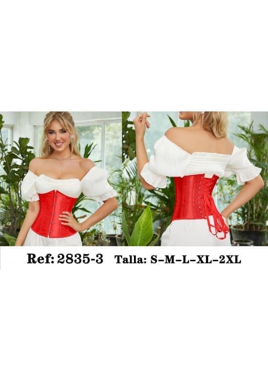 Corset bajo pecho color rojo. - Imagen 3