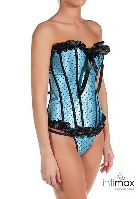 Corset Irene Azul con Topos Negros - Imagen 2