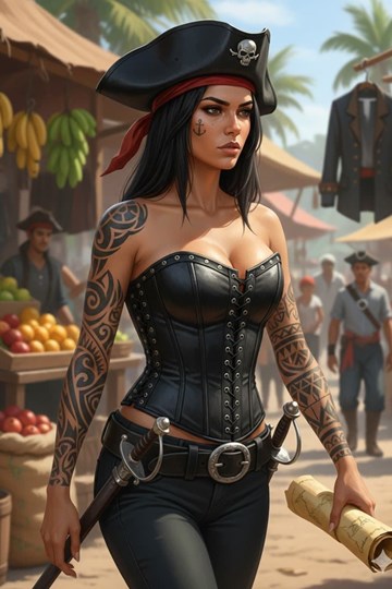 Corset Negro Polipiel con Adornos Metálicos - Imagen 1