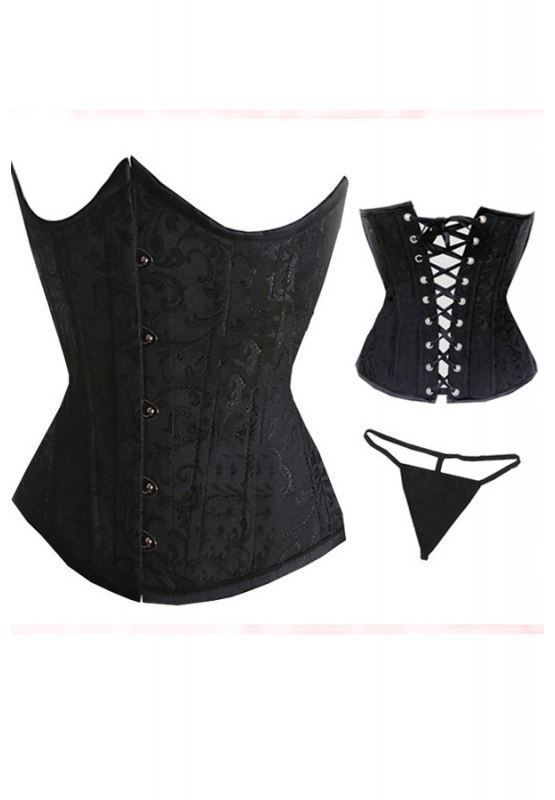 Corset negro Underbust (Bajo pecho) Hestia - Imagen 2