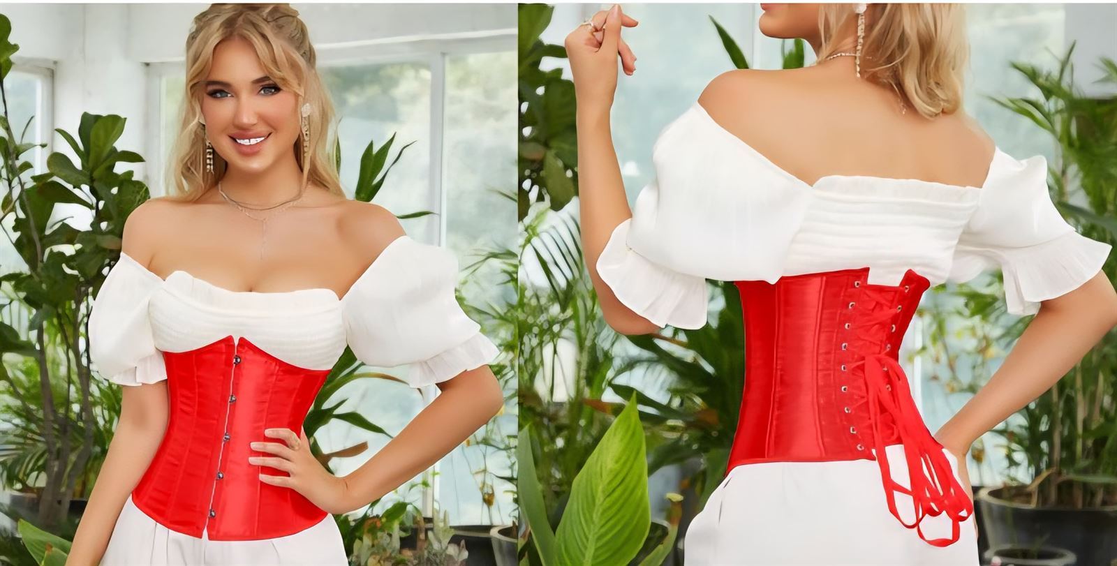 Corset rojo bajo pecho. - Imagen 3