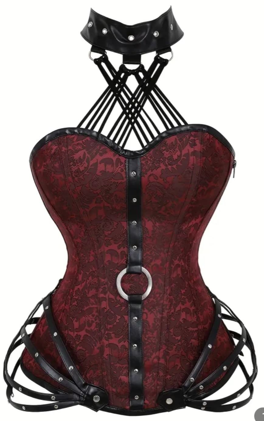 Corset Rojo y Negro Corsaria con Armadura - Imagen 2