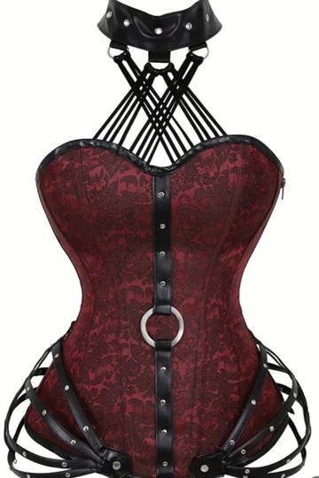 Corset Rojo y Negro Corsaria con Armadura - Imagen 2