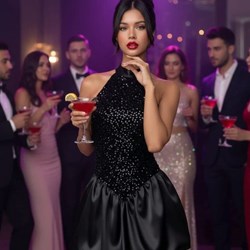 Vestido corto de vuelo con lentejuelas. - Imagen 1