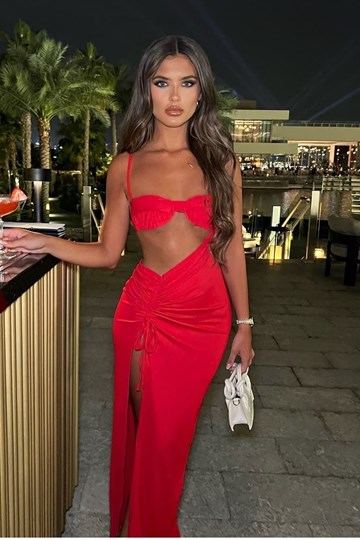 Vestido largo con abertura lateral. - Imagen 1