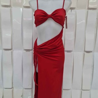 Vestido largo con abertura lateral. - Imagen 2