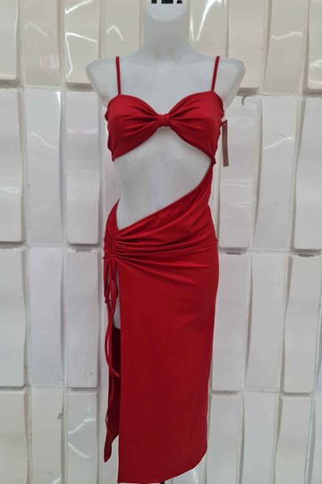 Vestido largo con abertura lateral. - Imagen 2